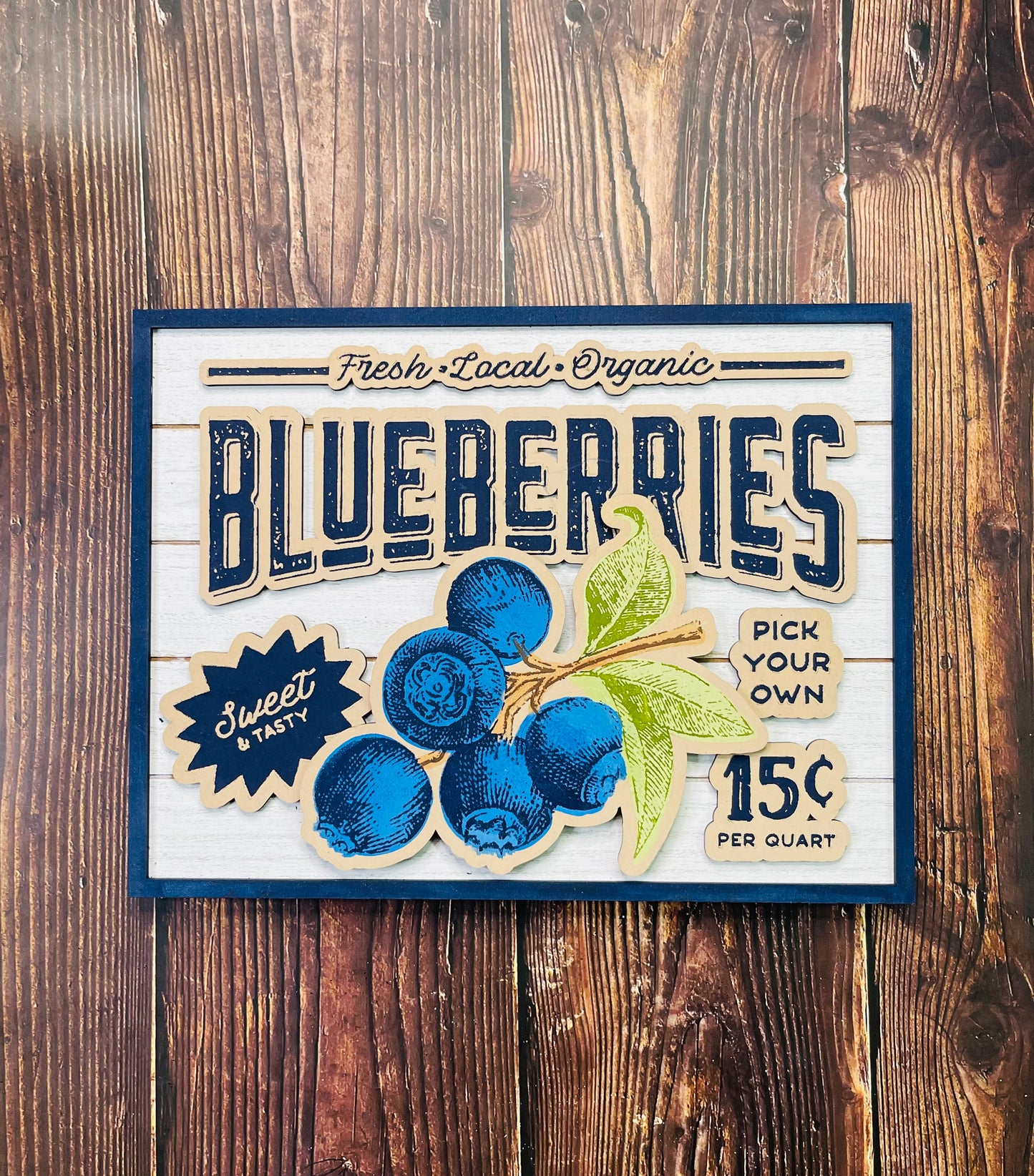 Fresh blueberry - Shiplap sign