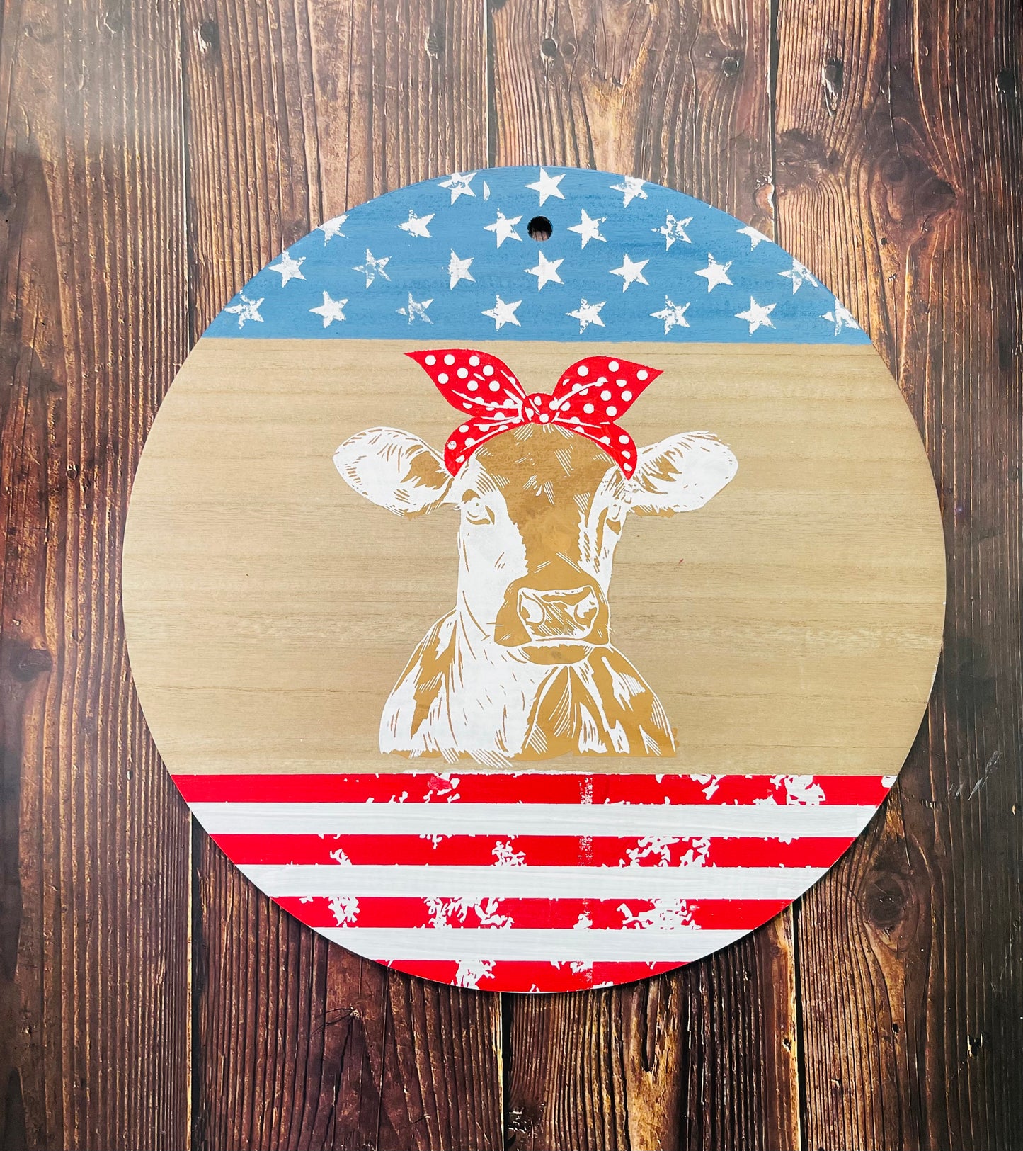 Patriotic cow - Door round