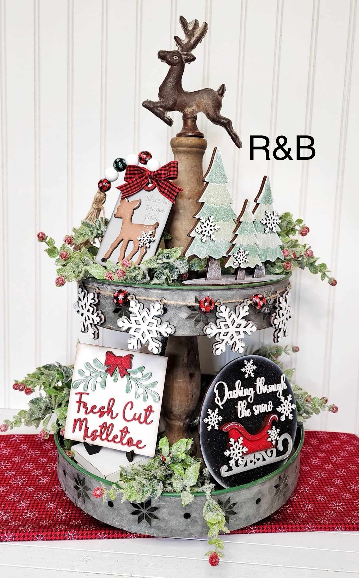 Deer and Tree Tiered Tray Set