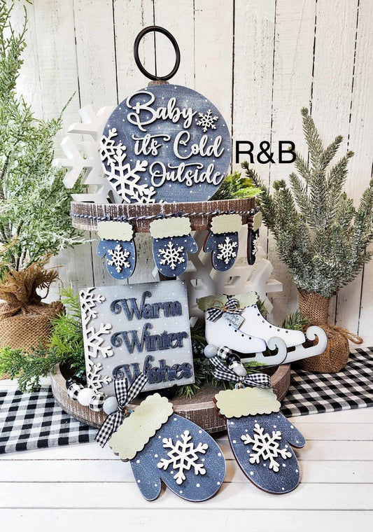 Winter Tiered Tray Set