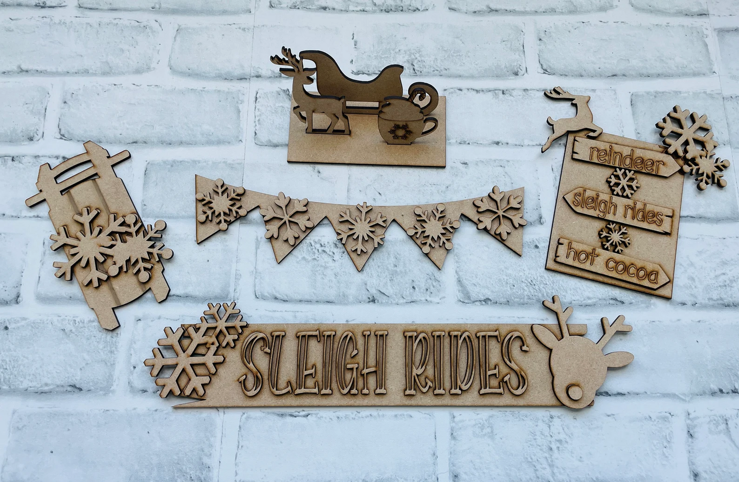 Sleigh Rides Winter Snowflake Market Stand Interchangeable