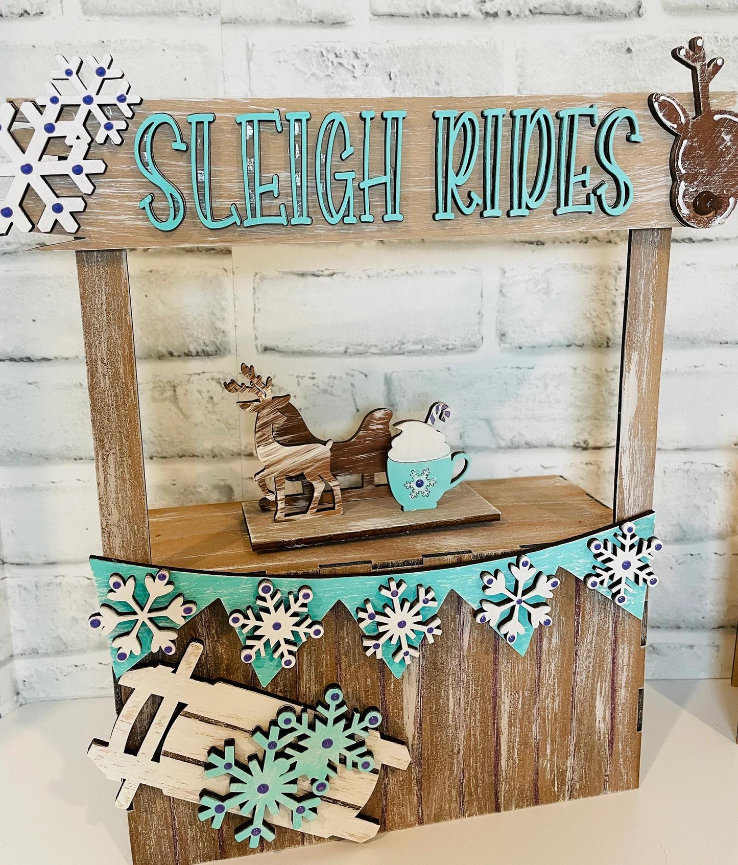 Sleigh Rides Winter Snowflake Market Stand Interchangeable