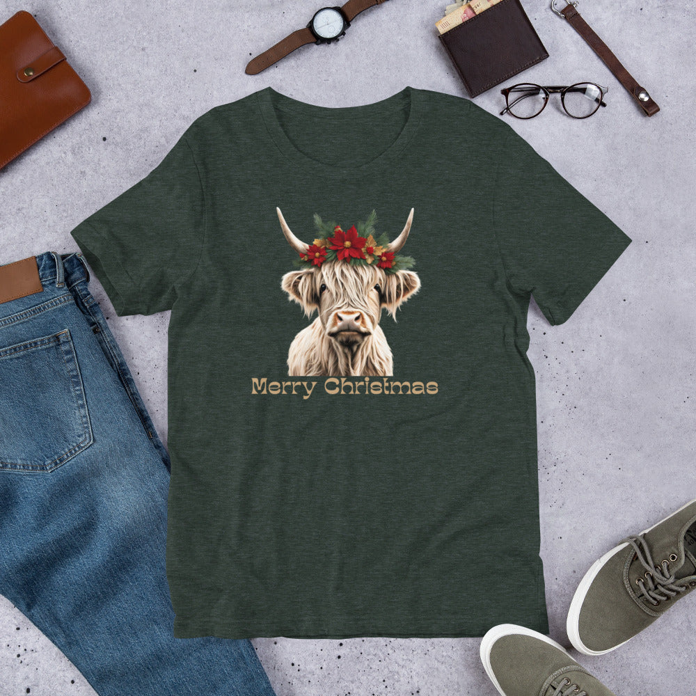 Merry Christmas Highland Cow T-shirt